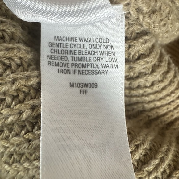 Cabelas Henley Sweater Mens Large Beige Chunky Knit Fisherman Cotton Grandad - Picture 6 of 9